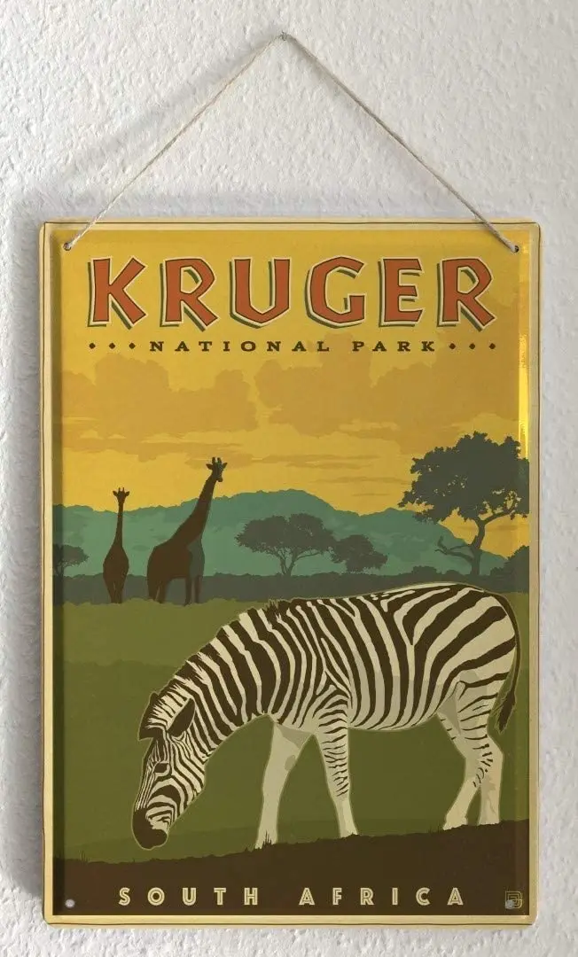 NUO 2004 m. Alavo Pasirašyti Metalo Plokštės Dekoratyvinės Pasirašyti Namų Dekoro Lentelėmis World Tour Kruger national Park, Pietų Afrika Zebra Žirafa