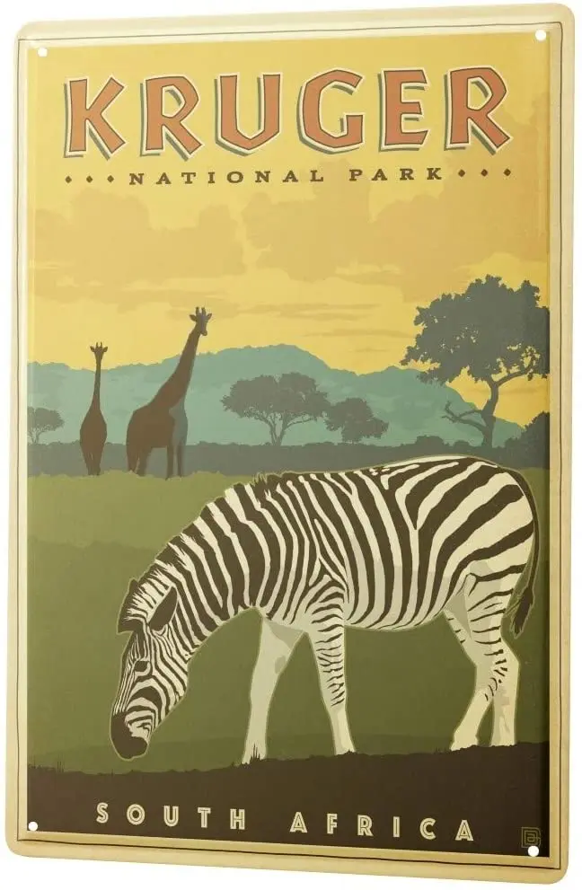 NUO 2004 m. Alavo Pasirašyti Metalo Plokštės Dekoratyvinės Pasirašyti Namų Dekoro Lentelėmis World Tour Kruger national Park, Pietų Afrika Zebra Žirafa