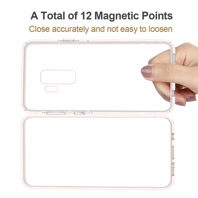 Prabangus Magnetinis Flip Case for Samsung Galaxy Note 8 9 S7 S7E S8 S9 plus PC Sienos Skaidrus Grūdintas Stiklas, galinis Dangtelis