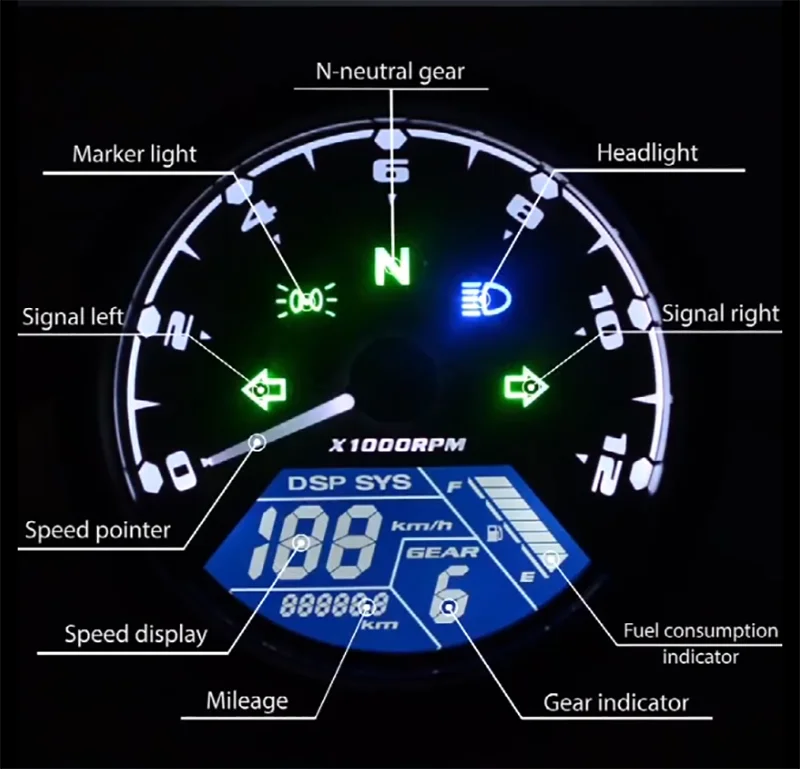 WUPP Motociklo Spidometro skydelis Naktinio matymo dial Ridos LED multi-funkcija skaitmeninis indikatorius, Tachometras, Kuro matuoklis