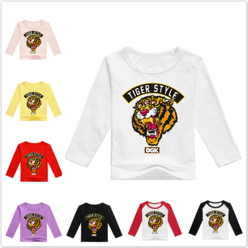2019 M. Pavasario Vaikams, Cartoon Tigras Stiliaus Print Long Sleeve T Shirts Berniuko Drabužius Vaikas Merginos Top Tee Kūdikių Kostiumai Palaidinukė