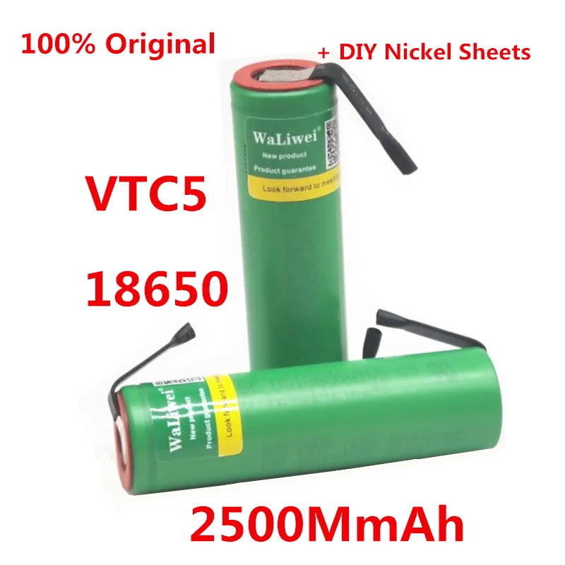 18650 VTC5 3.7 V, 2500 mAh 18650 Li-ion Įkraunama Baterija 30A Išleidimo VTC18650 VTC5 baterijas + PASIDARYK pats Nikelio Lakštai
