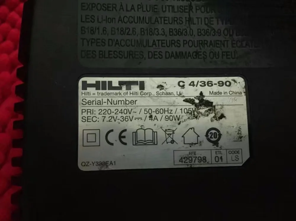 Originalus Hilti /HILTI C4/36 90 220V 14,4 v-36v (naujas ličio baterijos įkroviklis naudojamas produktas)