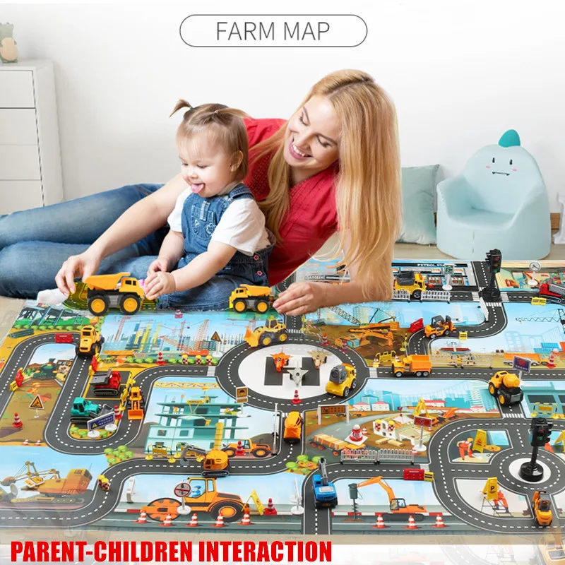 Didelio Eismo Žemėlapis Vaikams Žaisti Kilimėlis Baby Mokymosi Eismo Transporto priemonės Montessori Žaislai Vaikų Motina Berniukas Mergaitė Švietimo Dovanos