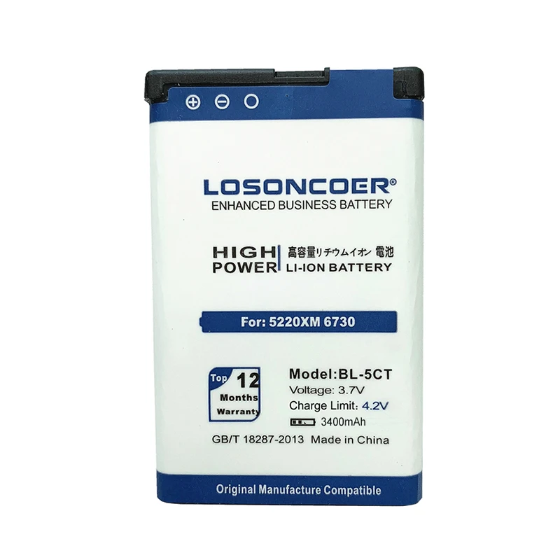 LOSONCOER 3400mAh BL-5CT BL5CT Mobiliojo Telefono Baterija 
