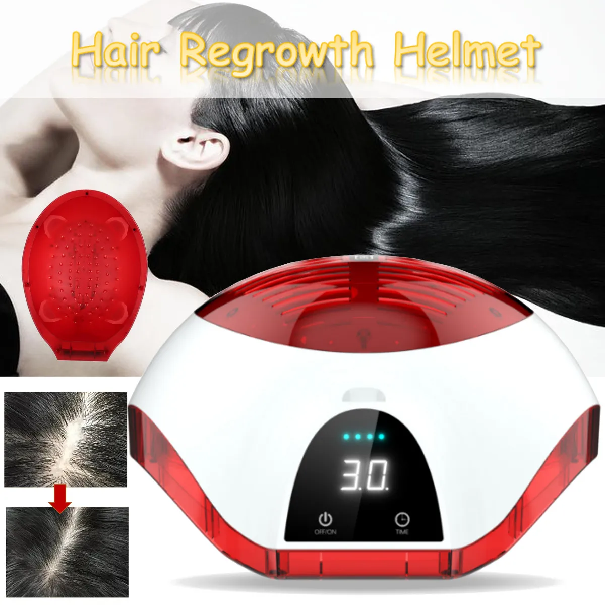 LCD Ekranas Lazerio Terapija Plaukų Augimą Šalmas Kovos su Plaukų Slinkimas Prietaiso Gydymo priemonė Plaukų Slinkimas Skatinti Plaukų Regrowth Bžūp Masažas