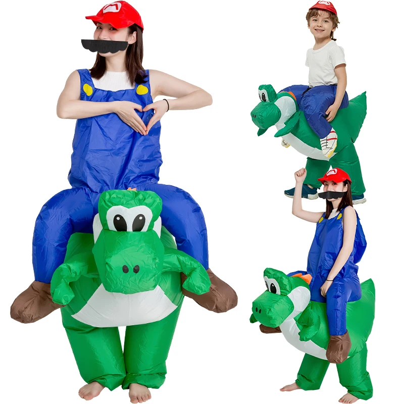Suaugę Vaikai Pripučiamas Kostiumas Helovinas Dinozaurų Cosplay Fancy Dress Susprogdinti Mario Brothers Jojimo Yoshi Karnavaliniai Kostiumai