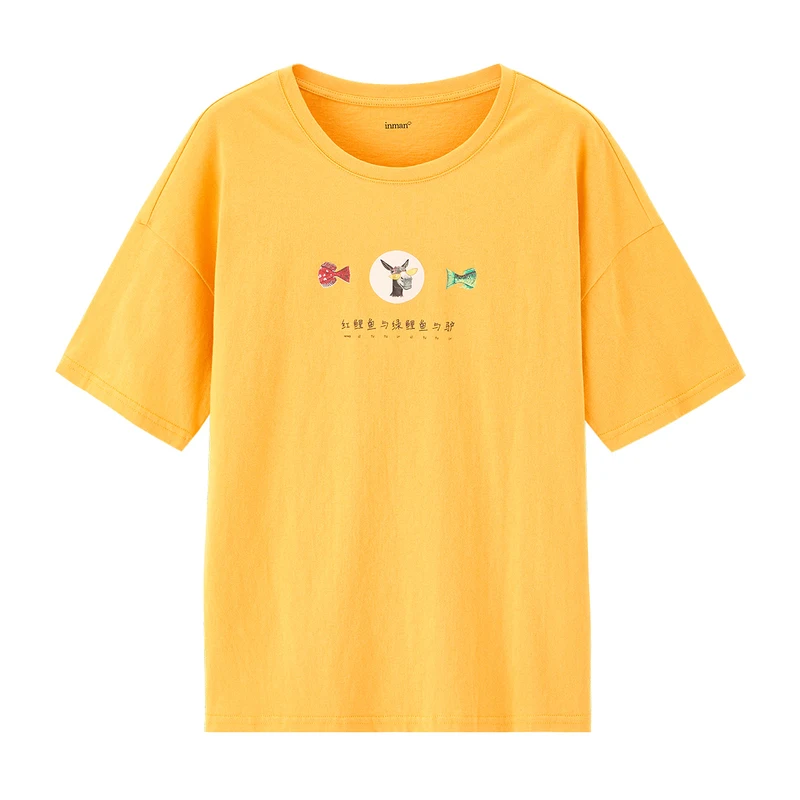 INMAN Vasaros Grynos Medvilnės Mielas Kinijos Spausdinti Visas rungtynes, T-shirt