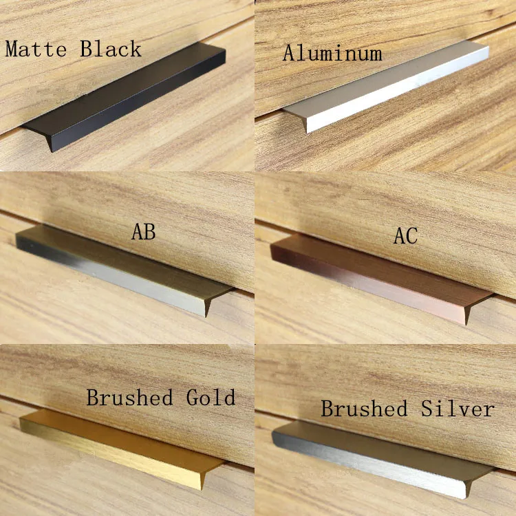 Šiuolaikinės paprasta kabineto durų krašto rankena spinta stalčių matte black/šepečiu auksas paslėptas baldai tvarkyti virtuvės, spintos traukti