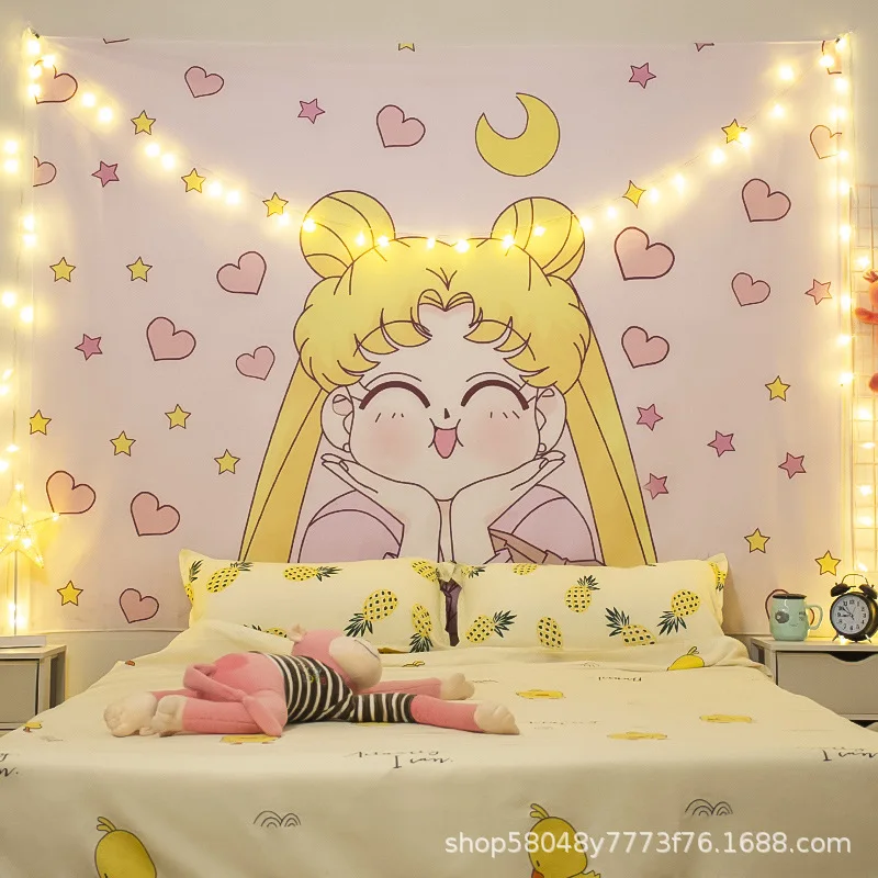 Animacinių filmų gobelenas apdaila fone audiniai factory direct miegamasis fone kabančios audinio anime gobelenas