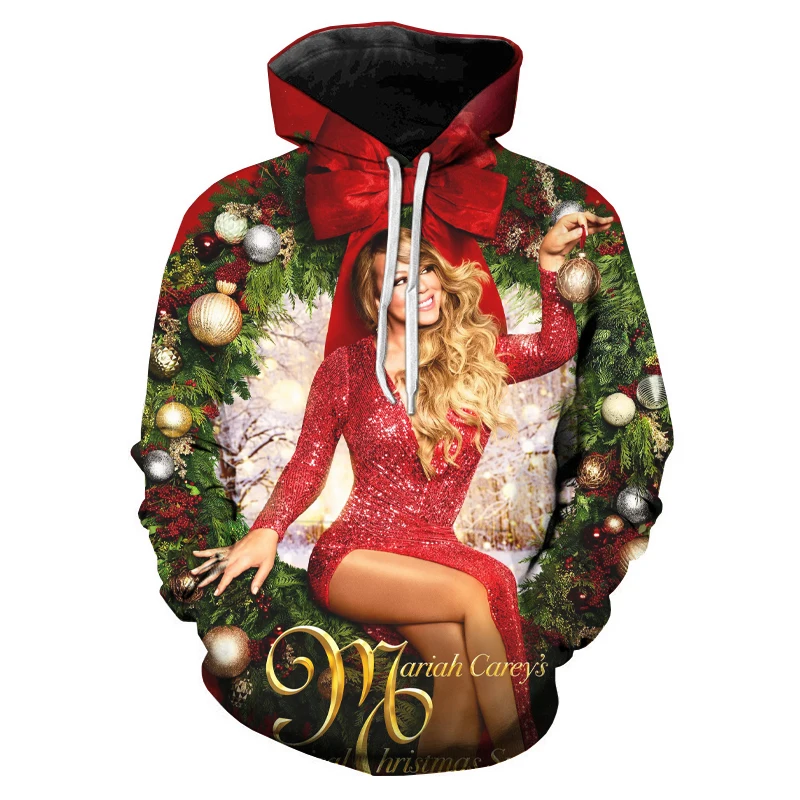 2021 Kalėdų Mariah Carey Merry Xmas 2 U Mados 3D Atspausdintas Hoodies Vyrų Kietas Pop Harajuku Kalėdos Hoodies Vyrų Dovanos 2XS-5XL