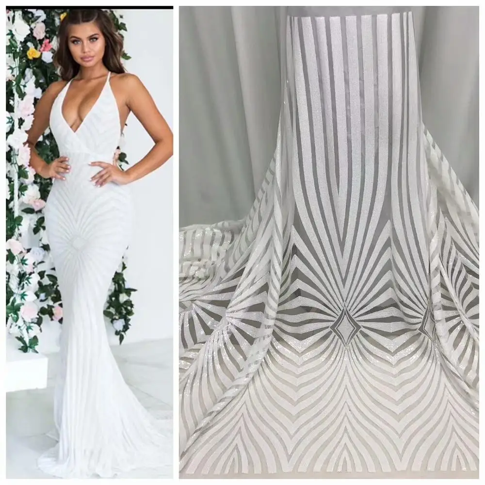 Moterų suknelės spalva balta nėrinių audinio AJY33 taip gražiai blizgančiais modelį, naują atvykimo didelis pardavimo pardavimo prancūzijos Tiulio, Nėrinių Audinys