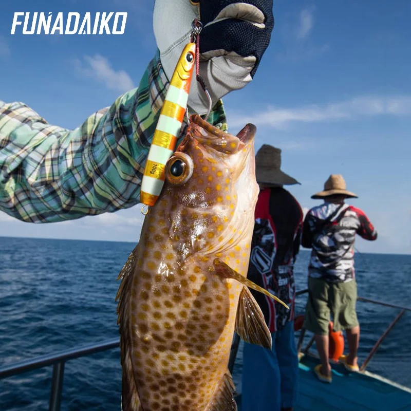 FUNADAIKO Seafishing lėtai jig suvilioti ilgio greičio jig 100g/120g/150g dirbtinės šviesos matel viliojimo masalas boatfishing jingging