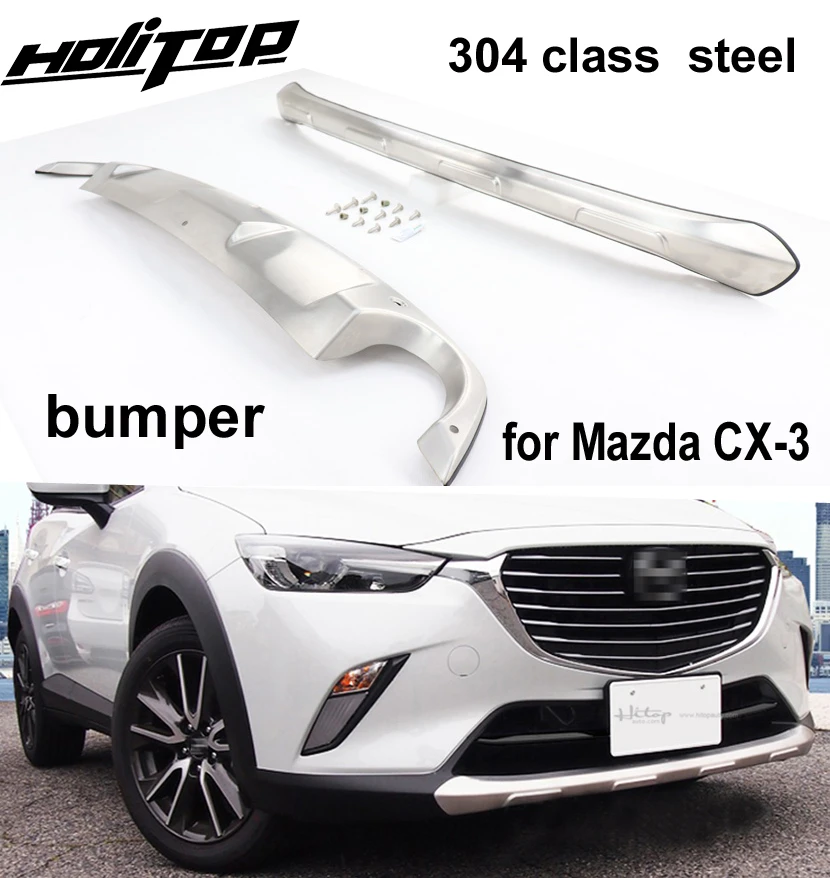 Naujausias bamperis apsaugos/slydimo plokštė/bamperio dangtelis Mazda CX-3 2016 2017 2018 2019 2020,sutankinti nerūdijančio plieno, iš didelių gamyklų.