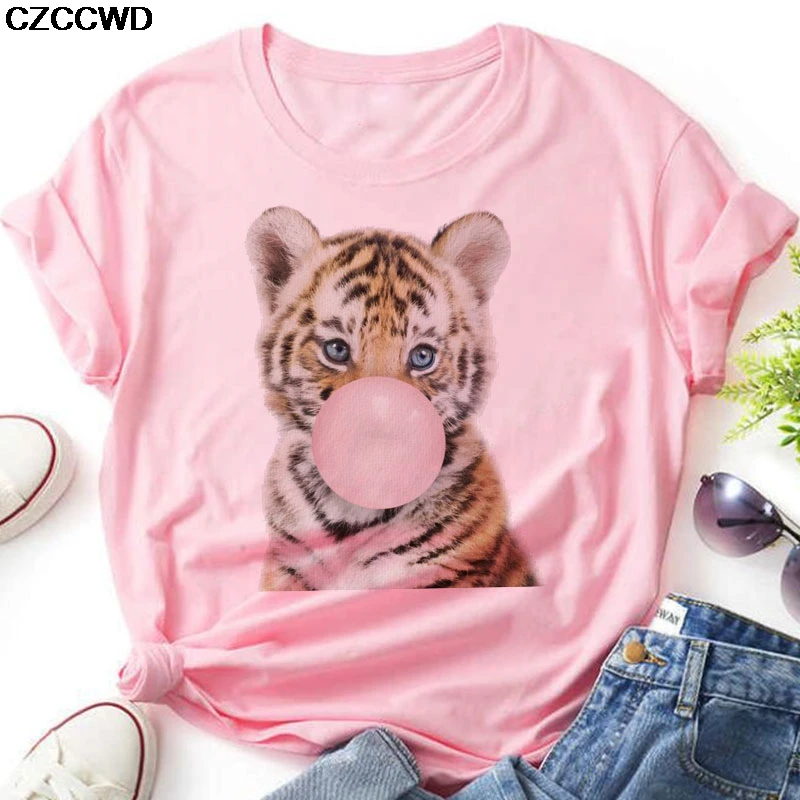 Plius Dydžio Rožinės spalvos moteriški marškinėliai Mielas Koala Mėgsta Miegoti Spausdinti Atsitiktinis Graphic T Shirt O-kaklo 90s Ponios Mergina Harajuku Viršūnes Tees