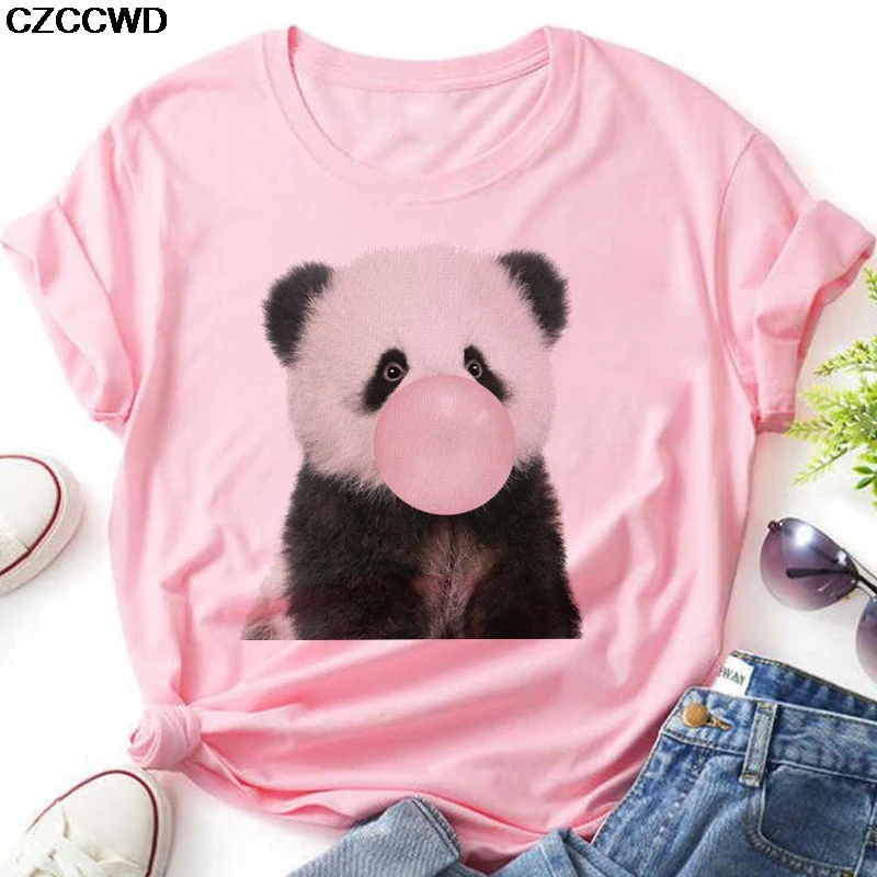 Plius Dydžio Rožinės spalvos moteriški marškinėliai Mielas Koala Mėgsta Miegoti Spausdinti Atsitiktinis Graphic T Shirt O-kaklo 90s Ponios Mergina Harajuku Viršūnes Tees
