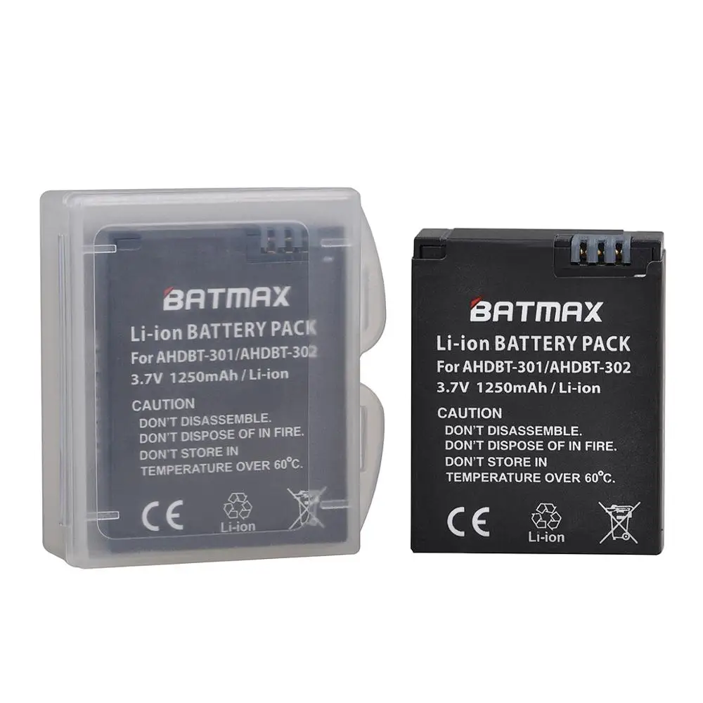 Batmax 4Pcs Baterija Akkus + LCD USB Dual Įkroviklio Gopro Hero 3 3+ Black Edition White Silver Edition HD Kamera Priedai
