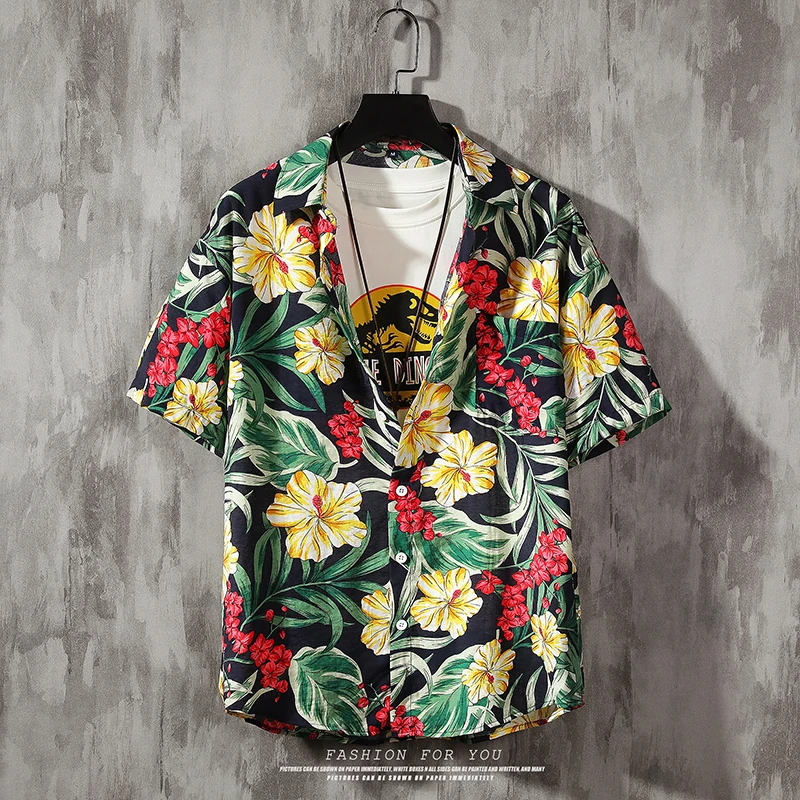 2020 Vyrų Naujas Vasaros spausdinti laisvalaikio slim fit Trumpas rankovės marškinėliai/Vyrų spausdinimo prarasti Atvartas paplūdimio stiliaus marškiniai Plius dydis S-5XL
