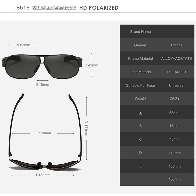 Prekės ženklo DIZAINAS Mens Classic HD Poliarizuoti Akiniai nuo saulės Mens Vairavimo Žvejybos UV400 Apsauga Oculos de sol
