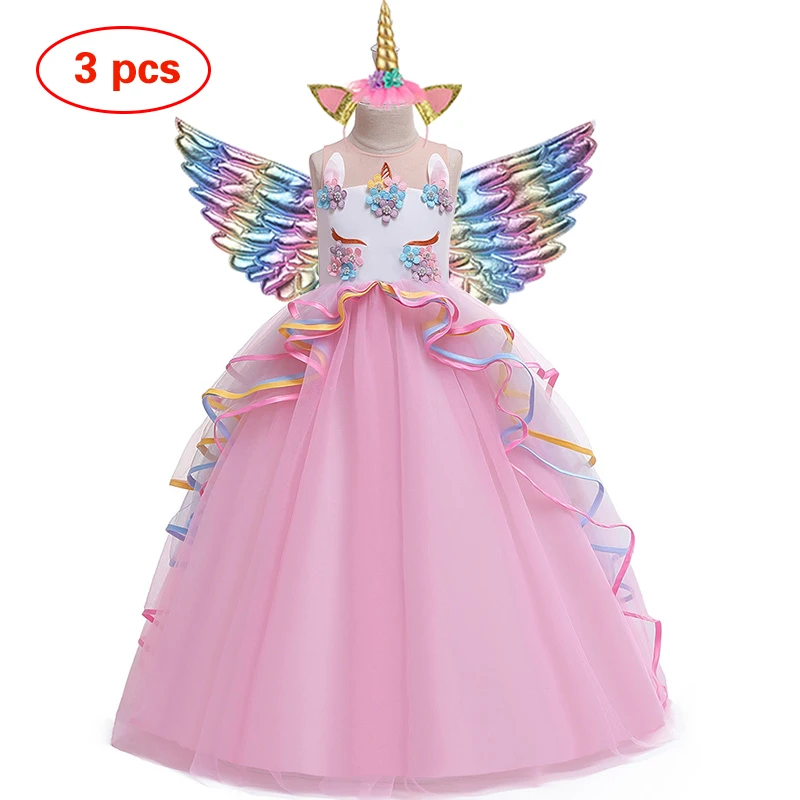 2021 didelis vaikų ilgai Cosplay Šalis suknelė spalvinga akių pyragas purus suknelė vienaragis princesė dress festivalis veiklos suknelė