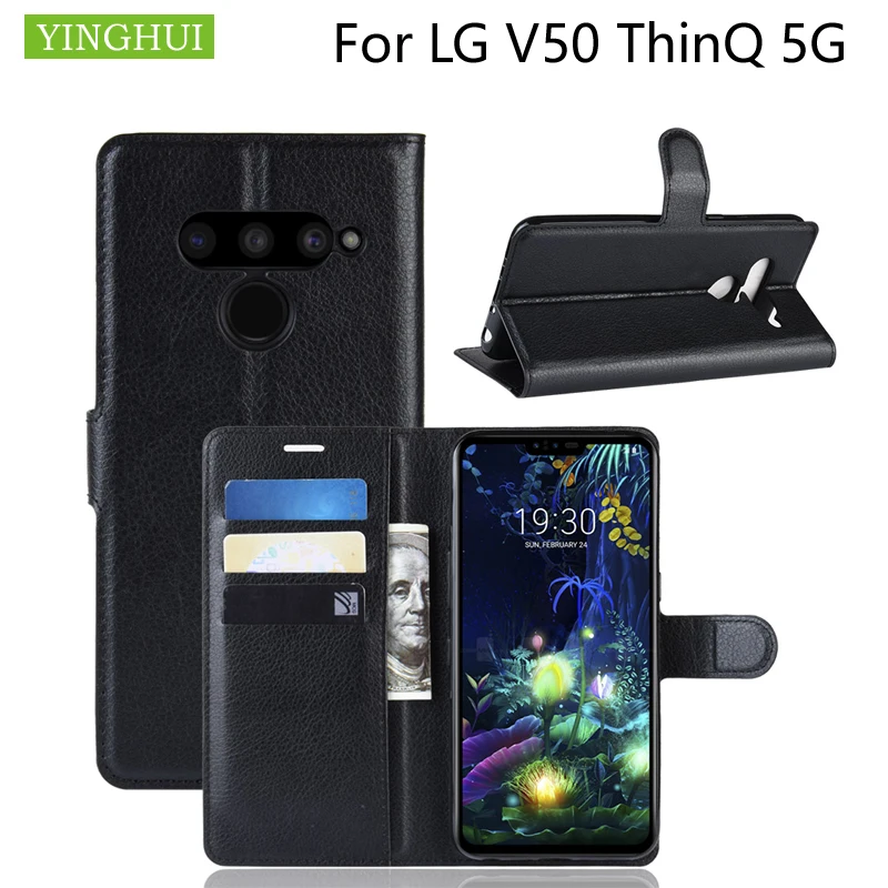Piniginė PU Odos Atveju LG V50 ThinQ 5G Su Stovu Kortelės Laikiklį, Telefono dėklas, Maišelis Flip Dangtelis LG V50 ThinQ 5G telefonas padengti