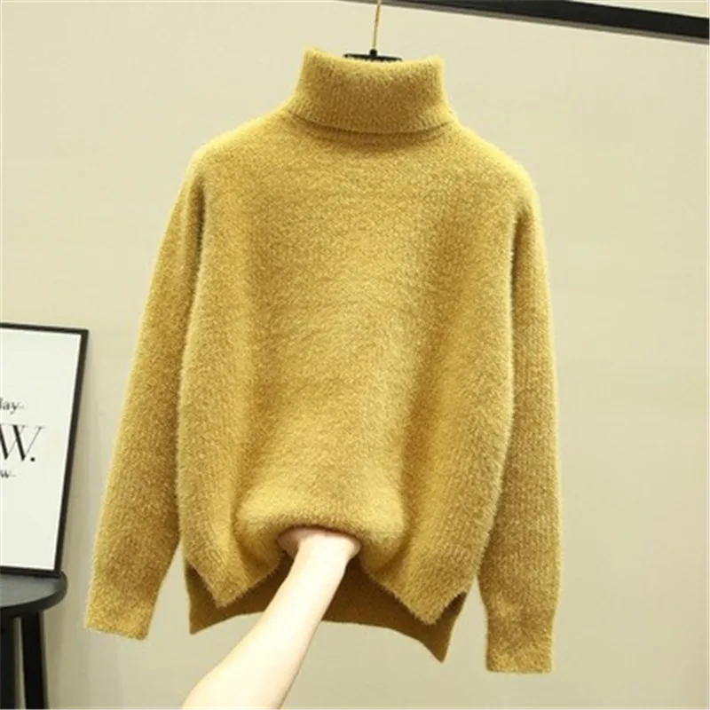 2020 m. rudens ir žiemos temperamentas korėjos versija laukinių aukšto kaklo laisvas megztinis ilgomis rankovėmis megzti megztinis moterims, madingų