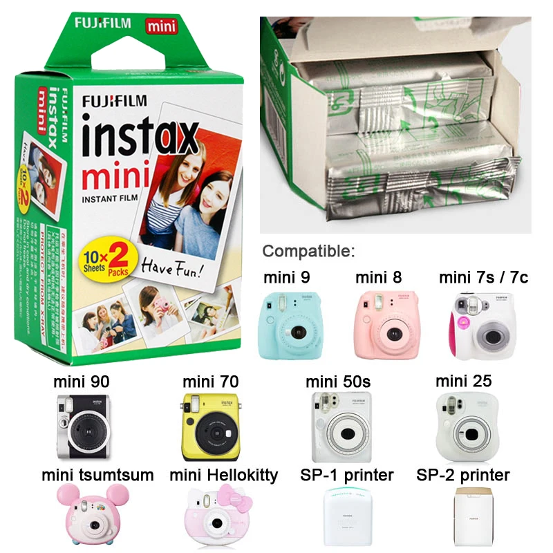 Fujifilm Instax Mini Filmas 3 Colių Baltos spalvos Šoniniai Foto Popieriaus Polaroid FUJI Instax Mini LiPlay Mini 9 8 7s 25 70 90 Momentinis Fotoaparatas