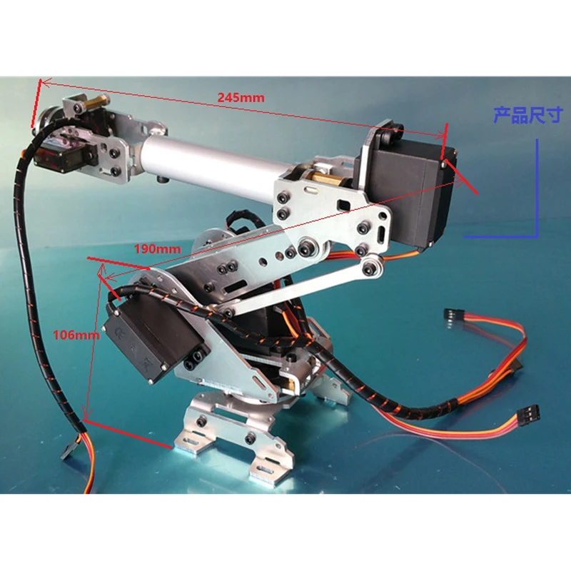6 DOF CNC aliuminio roboto ranka rėmo ABB pramoninio roboto modelis 6-asix roboto rankos MG996R MG90S