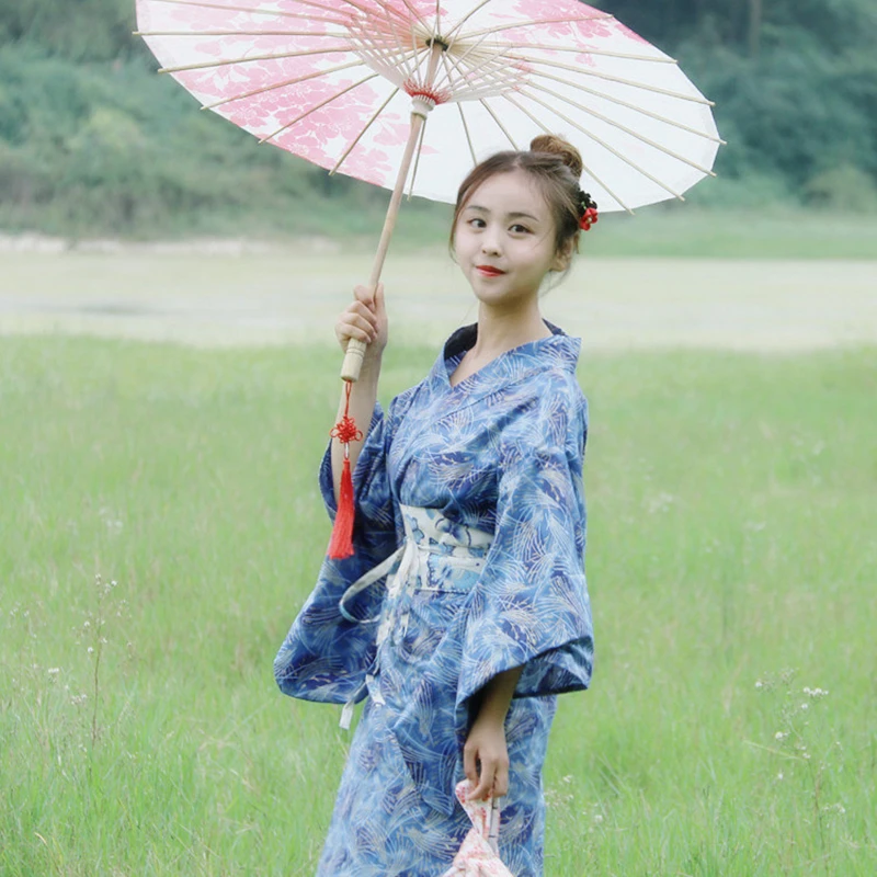 Japonų stiliaus mėlyna haori kimono kimono yukata mujer tradicinių kimono vintage retro stiliaus Japonų geiša kostiumo kimono femme