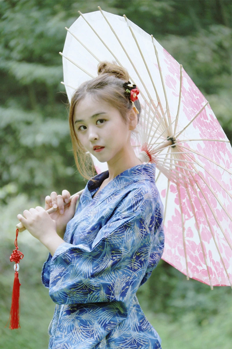 Japonų stiliaus mėlyna haori kimono kimono yukata mujer tradicinių kimono vintage retro stiliaus Japonų geiša kostiumo kimono femme