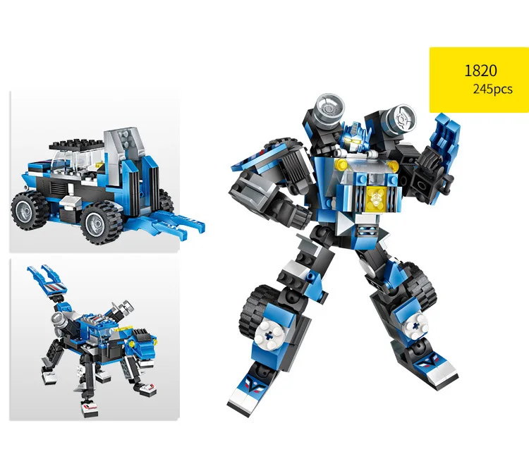 Cool super transformacijos 3in1 mini robotas blokuoti dinozaurų vilkas Skorpionas gorila pastatas, mūrinis Inžinerijos transporto priemonių surinkimas žaislas