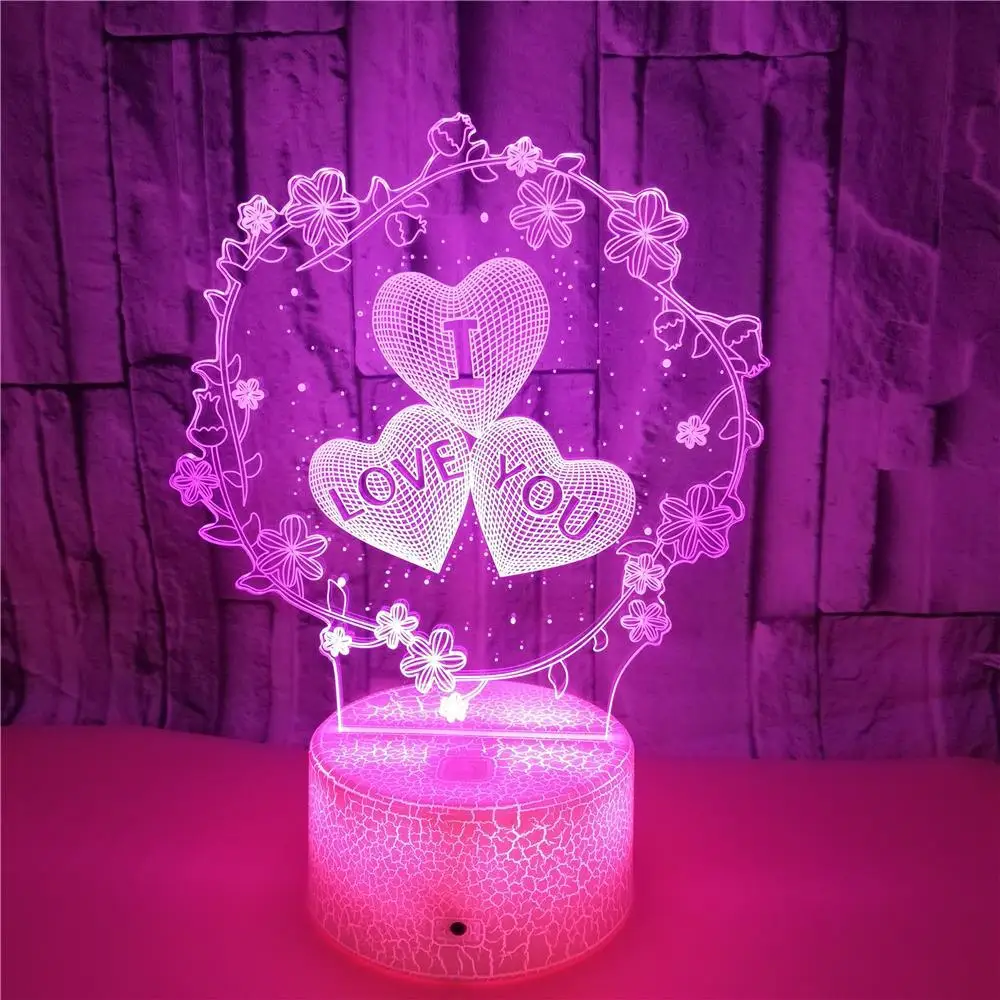 Vainikas 3D Naktį Šviesos diodų (Led) Kūrybos Meilės balionas Spalvinga Stalo Lempa Žmona Girlsfriend Miegamųjų Namo Apdaila Gimtadienio Dovana