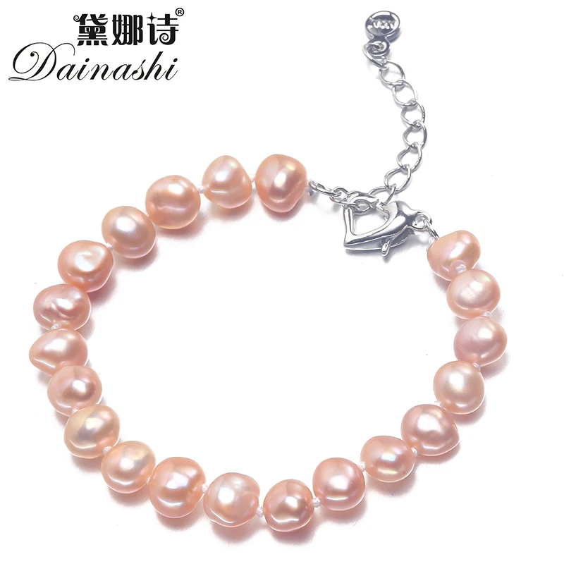 Dainashi 2020 Naujas mados žavesio apyrankės moterims aukščiausios kokybės 8-9mm natūralių gėlavandenių perlų apyrankė 16cm-20cm