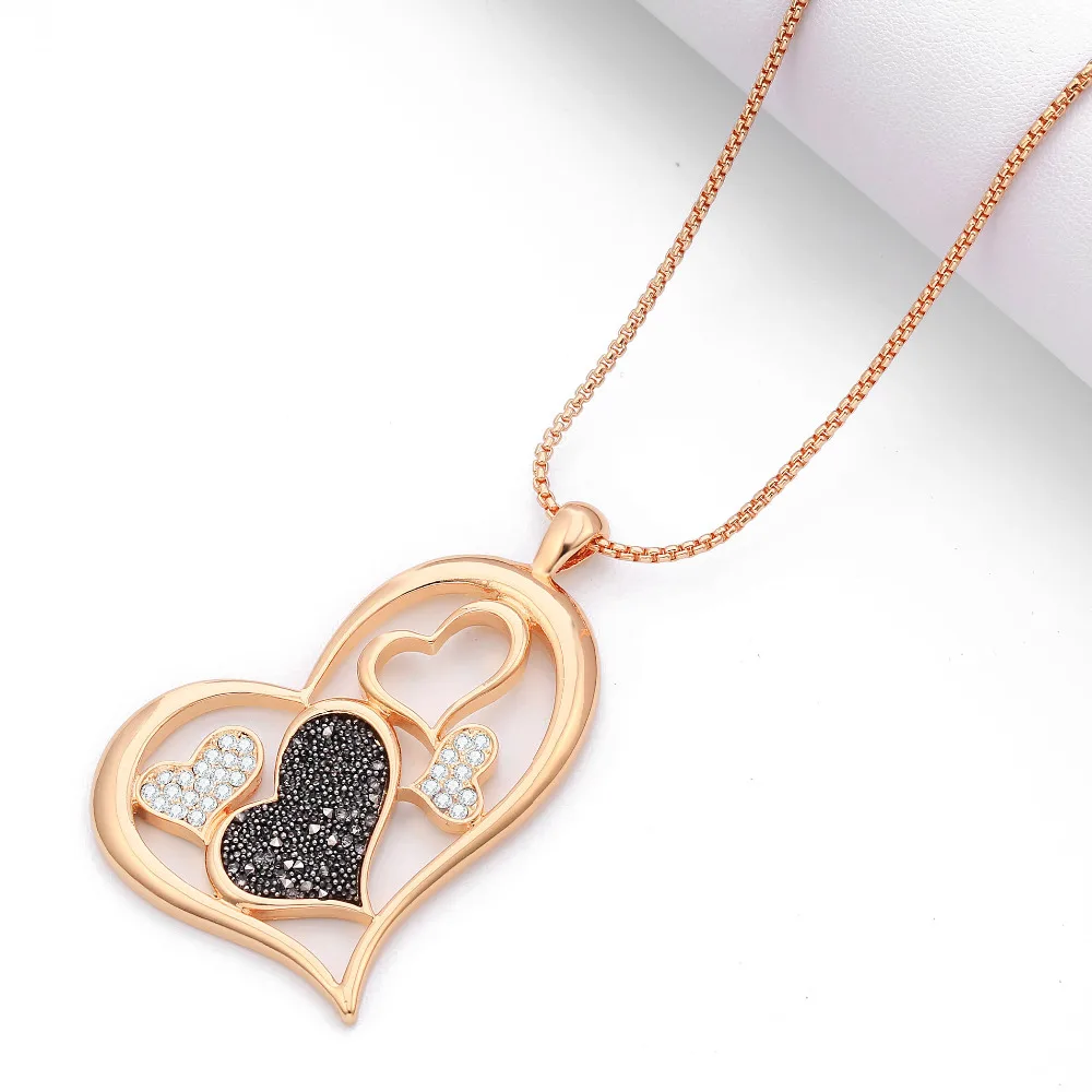 Aukso Big Multi Širdies Pakabukas Karoliai Moterų Tuščiaviduriai Kristalų Širdies Ilgas Megztinis Karoliai bižuterijos Valentino Dovana 2019 Naujas
