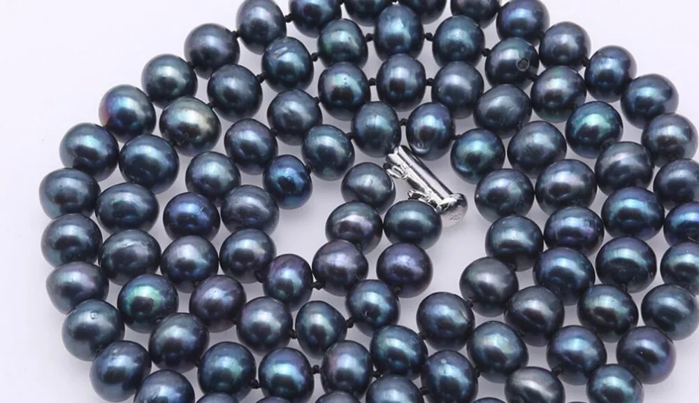 Moterų Papuošalai gamtos perlas 10mm juoda spalvos perlų 2 eilių karoliai AA+ Natūralių gėlavandenių perlų rankų darbo dovana