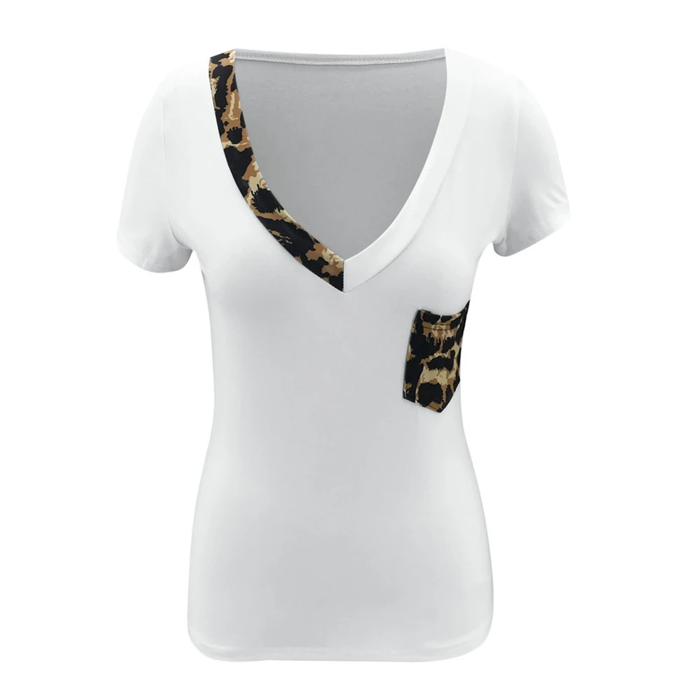 Mados Leopard Marškinėliai Moterims Vasaros Top Office Lady Tee Marškinėliai Femme Elegantiškas Ponios OLIS marškinėlius trumpomis Rankovėmis Šalies Klubas Streetwear
