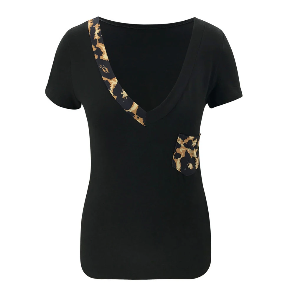 Mados Leopard Marškinėliai Moterims Vasaros Top Office Lady Tee Marškinėliai Femme Elegantiškas Ponios OLIS marškinėlius trumpomis Rankovėmis Šalies Klubas Streetwear