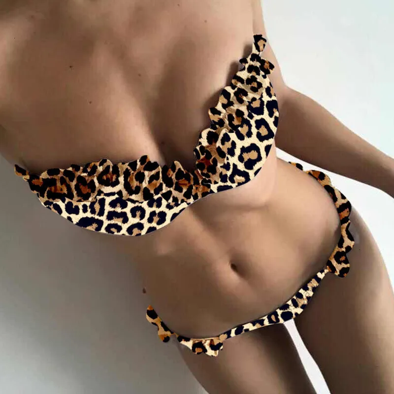 Leopard Nėrinių Bikinis Maudymosi Kostiumėlį Push Up Bandeau Maudymosi Kostiumėliai, Moterų Maudymosi Kostiumą Moterų Paplūdimio Plaukti Dėvėti Brazilijos Biquini Plaukimo Kostiumas