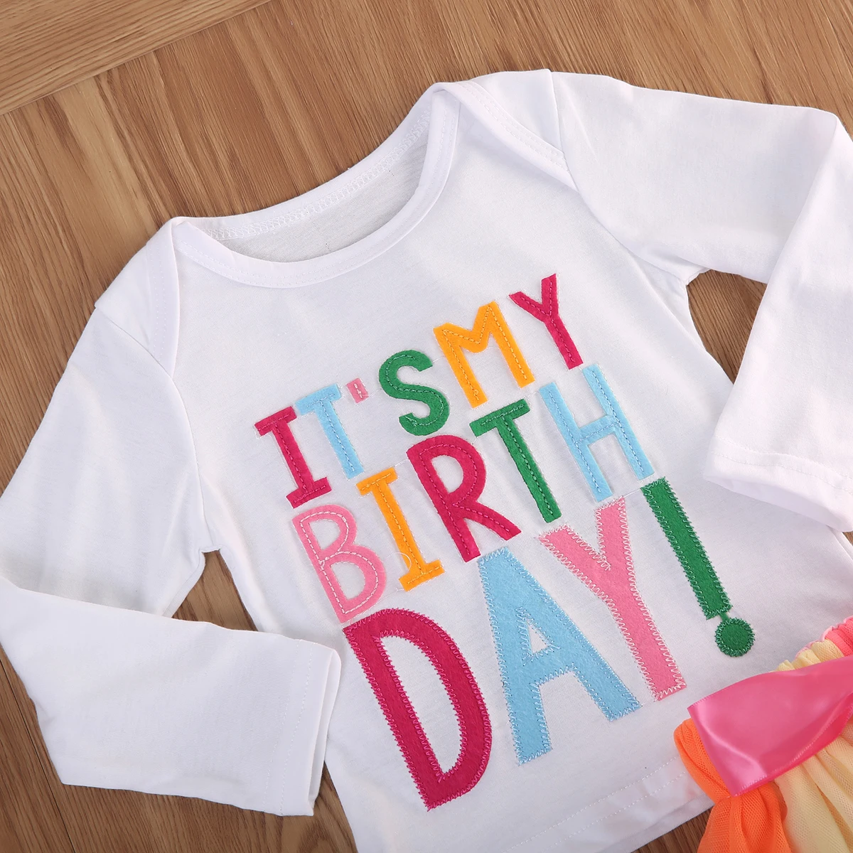 Pudcoco 2017 2vnt Baby Girl Vaikas Vaivorykštė Bamblys T-shirt + Spalvinga tutu Nėrinių Sijonas Apranga Rinkiniai Gimtadienio Princesė Drabužius 2-6Y