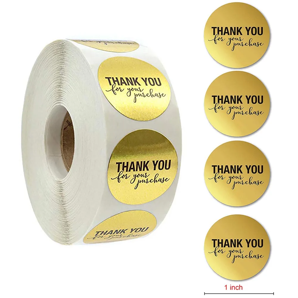 500pcs/roll Aukso Ačiū Lipdukai Apvalios Etiketės Keptos Paketo Antspaudas, Lipdukas Šalis Dovana 