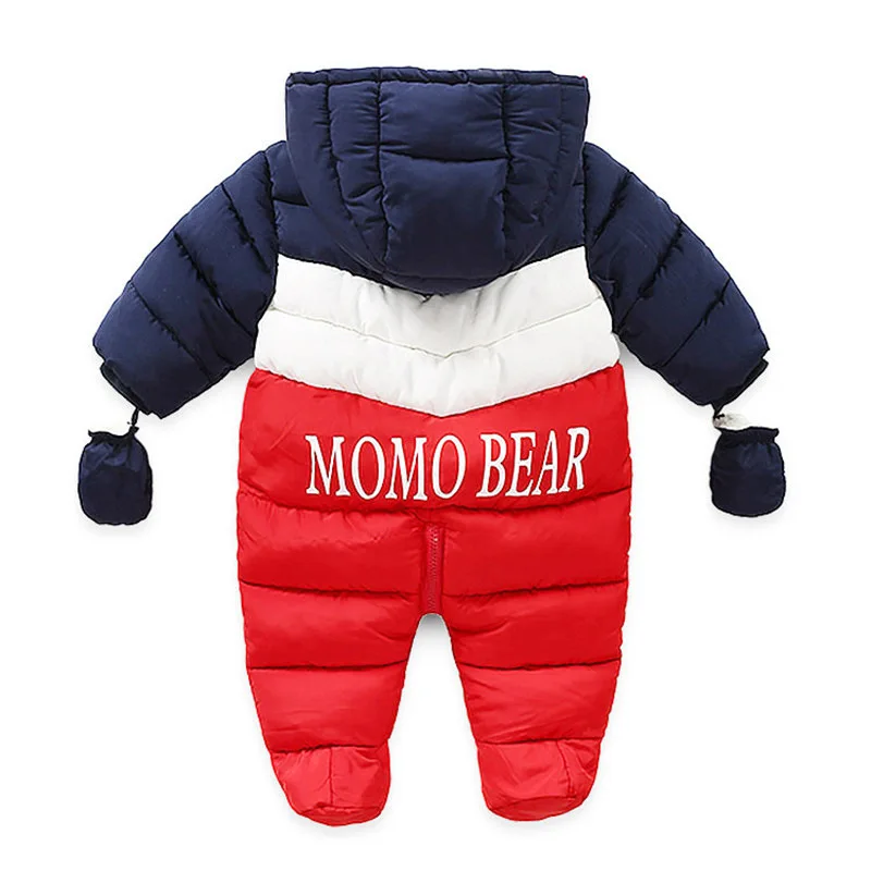 Naujagimio žiemos drabužių abėcėlė spausdinti spalvų atitikimo Gobtuvu kūdikiui berniukas Romper snowsuit striukė vaikiška paltai 6-24 mėnesių