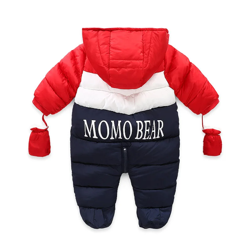 Naujagimio žiemos drabužių abėcėlė spausdinti spalvų atitikimo Gobtuvu kūdikiui berniukas Romper snowsuit striukė vaikiška paltai 6-24 mėnesių