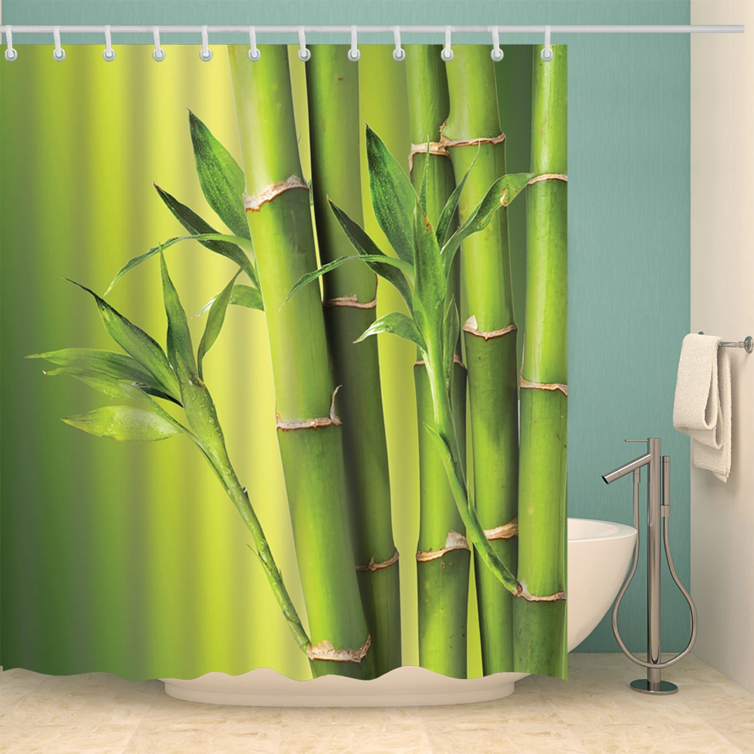 Atsparus vandeniui Žaliųjų Augalų Dušo Užuolaidos Miško, su Kabliais, Vonios Užuolaidos Bambuko Single print Vonia, Maudymosi 180x180cm cortina