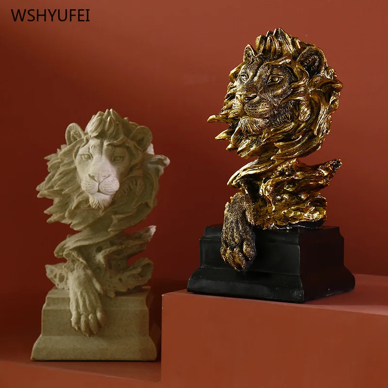 Karalius žvėrys liūto galva dervos statula ir žirgo galvos apdaila namo apdaila amatų talismanas modernus stalo veido statula drožyba