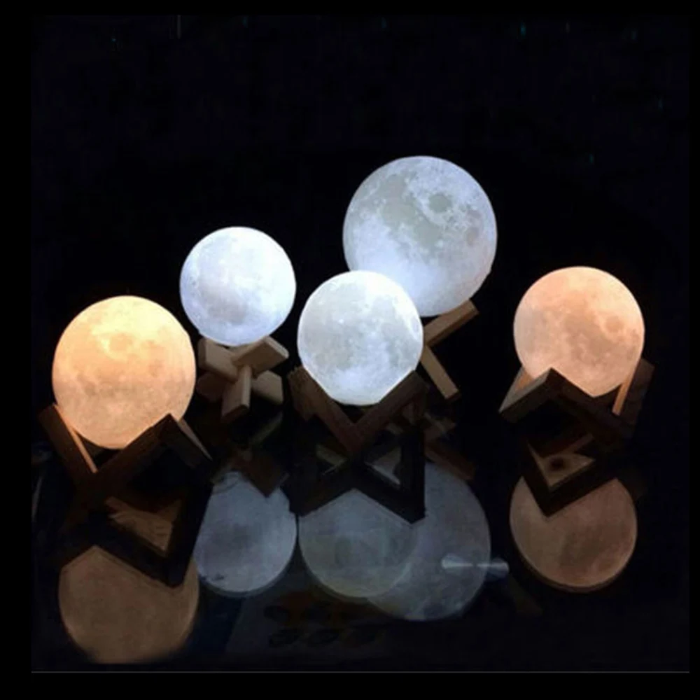 Naktį Žibintas 3D Spausdinimo Mėnulio Lempa USB LED Nakties Šviesos Spalvinga Keisti Touch Dekoratyvinis Apšvietimas Tolygus Pritemdomi Namų Kūrybos Dovana