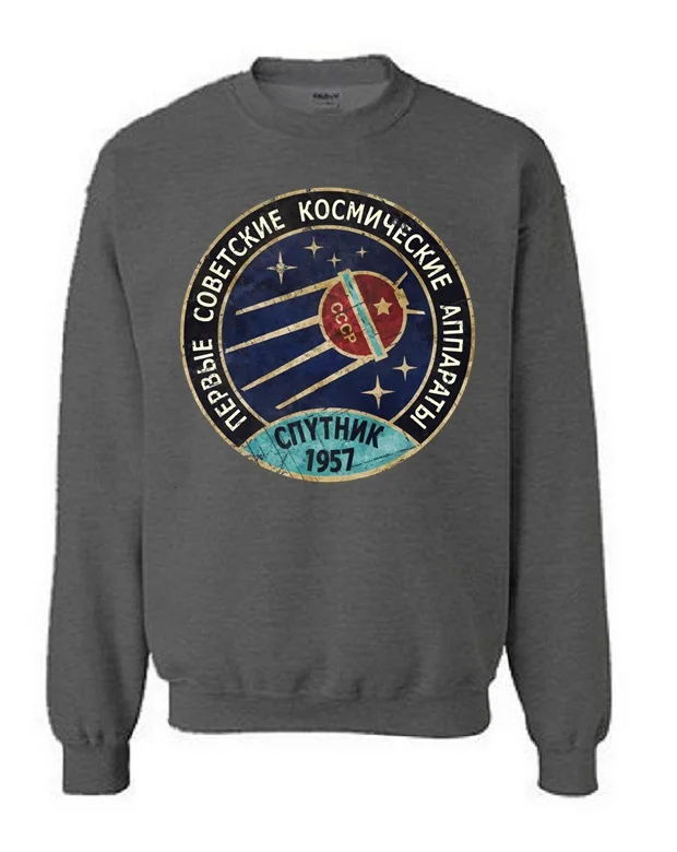 Sputnik V01 Kosmoso tyrimų Programos Mens Palaidinukė Rusija CCCP Jurijus Gagarinas jersey Grupės Komanda Sovietų Retro sportwear megztinis