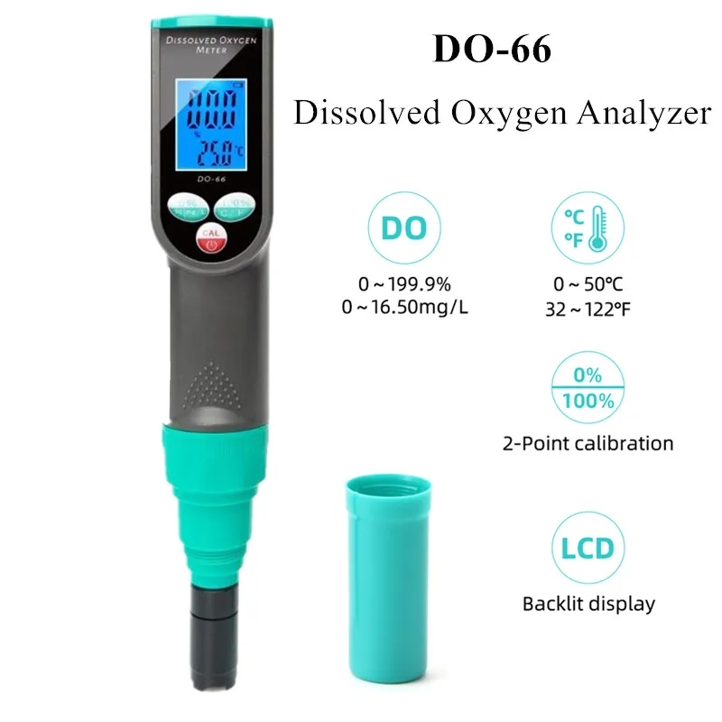 DO-66 Ištirpusio Deguonies Analizatorius Protingas Ištirpusio Deguonies Testeris Du temperatūros Intervalą 0-199.9% Akvariumo Žuvų Bakas Akvakultūros