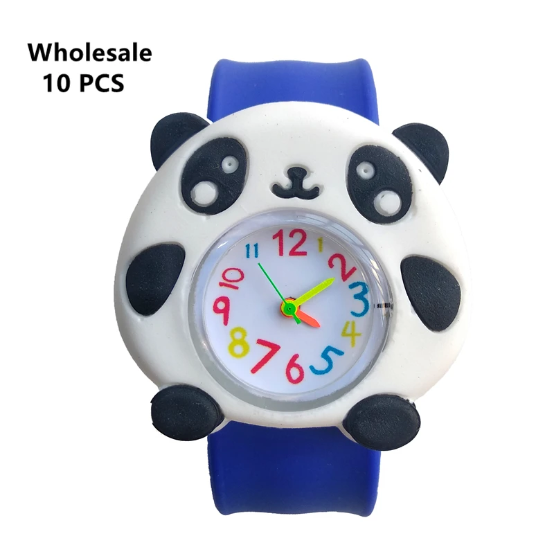 (Didmeninės 10 Vnt.), Madinga Animacinių filmų Vaikams Laikrodžiai 3D Panda Dial Vaikų Kvarciniai Laikrodžiai Berniukas Sporto Bendable Gumos Dirželis Laikrodis
