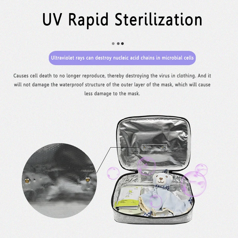 UV Dezinfekavimo Maišelį Multi-funkcija Mobiliojo Telefono veidui USB Įkrauti Patogus Saugios Sterilizacijos, Baktericidiniu dėklai