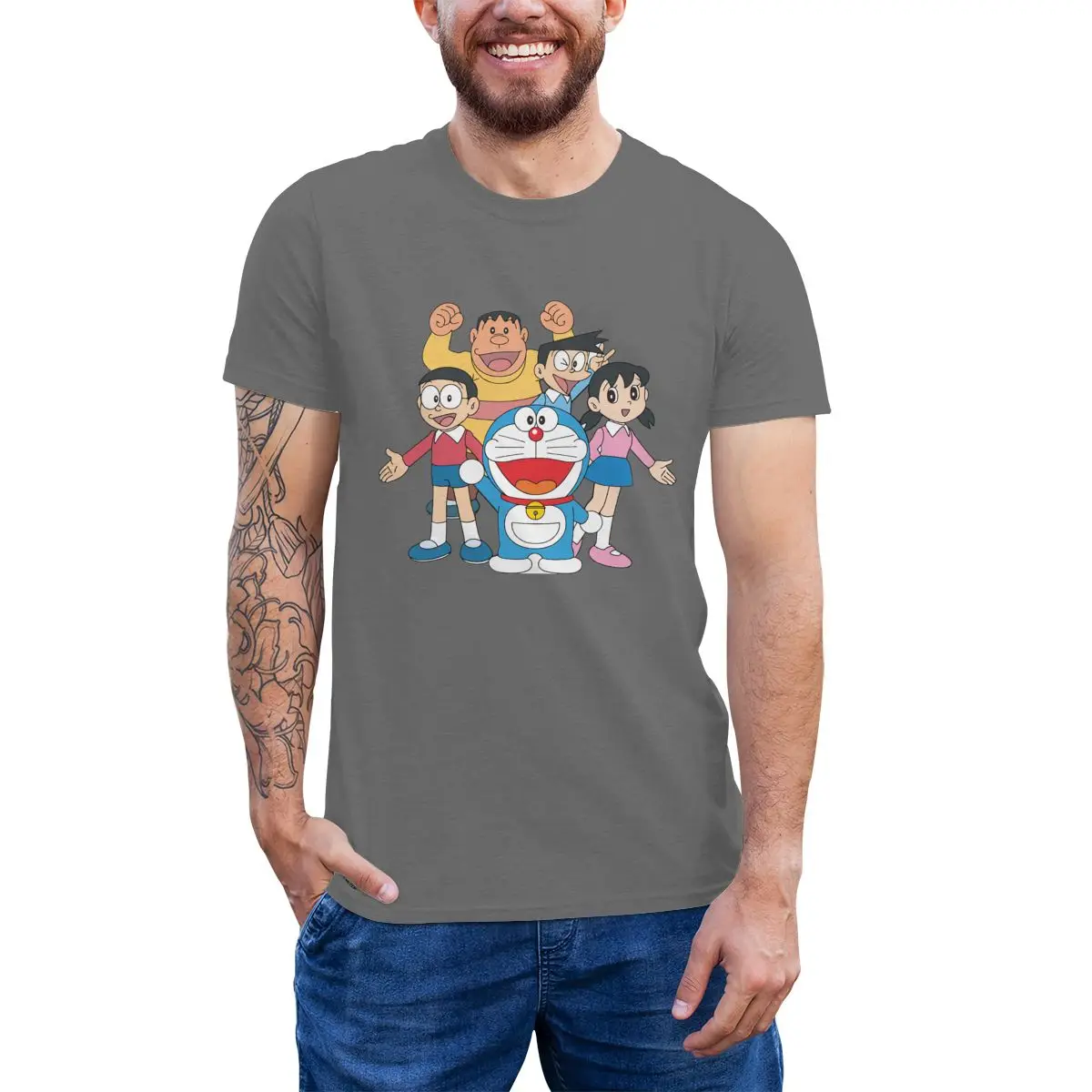 Doraemon Marškinėliai Doraemon Meilės Marškinėliai Medvilnės Trumpas Rankovėmis Tee Marškinėliai Vyrų Mielas Plius dydis Atspausdinta Paplūdimio Marškinėlius